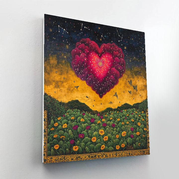 Frida Kahlo Inspired Volcanic Heart Nebula Garden paint by numbers
