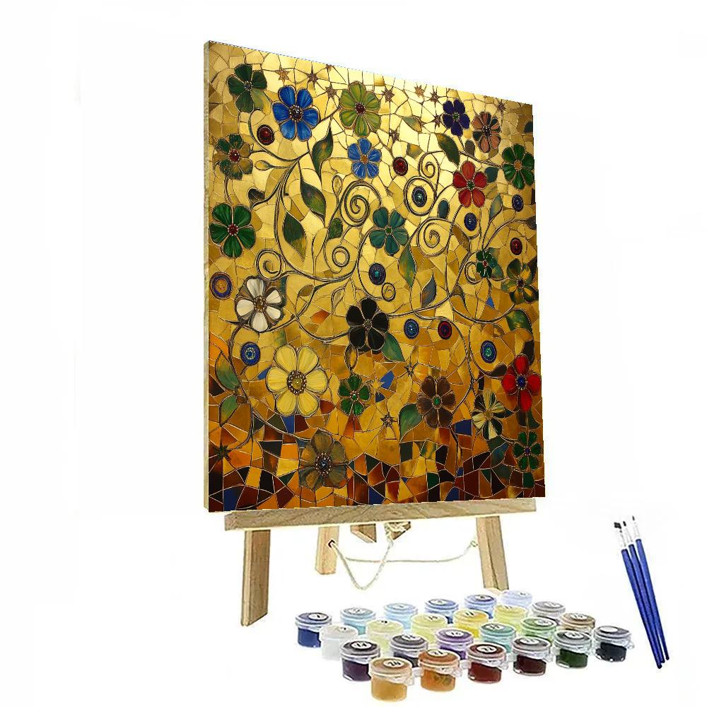 Gustav Klimt Inspired Gilded Nebula Garden Paint by numbers art