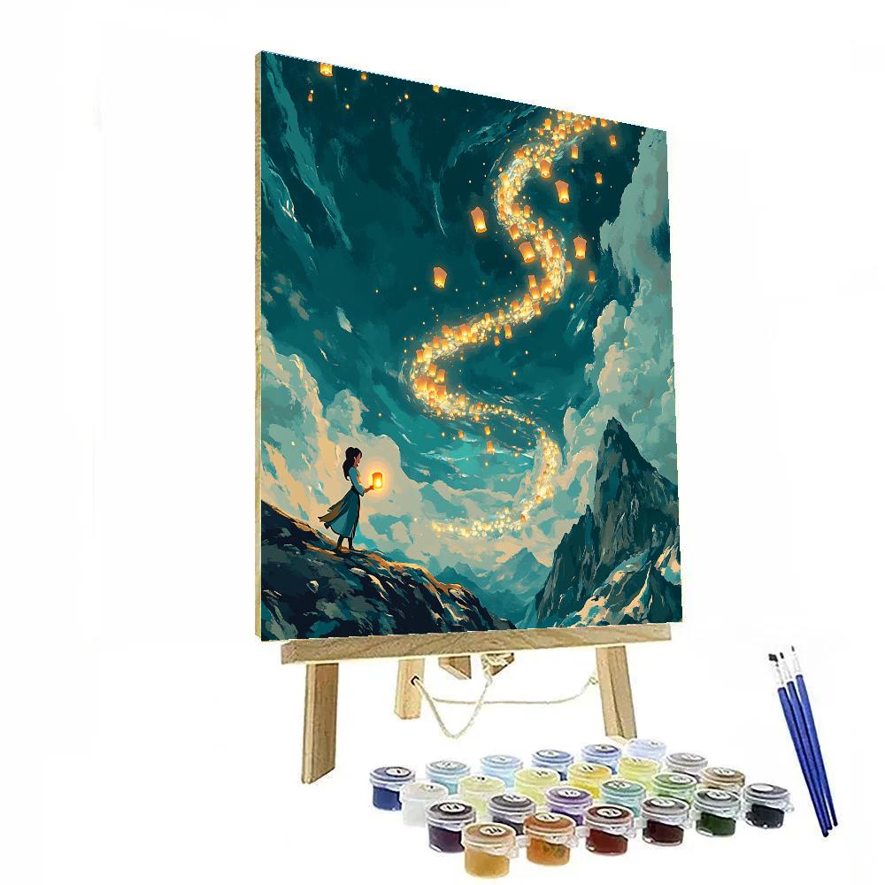 Mulan Mountain Sky Lantern Trail painting number kit