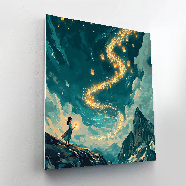 Mulan Mountain Sky Lantern Trail painting number kit