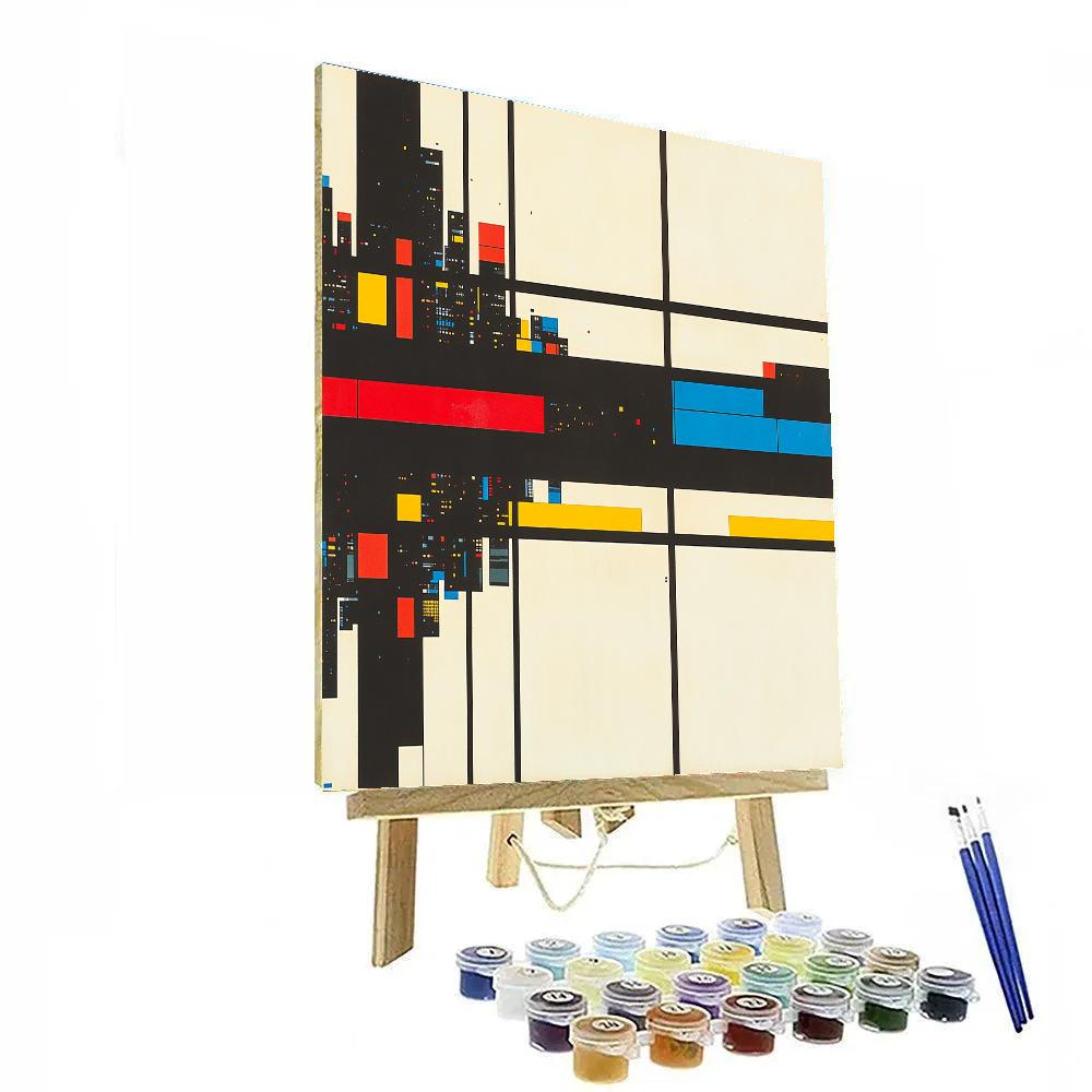 Piet Mondrian Inspired Futuristic City Grid paint by number