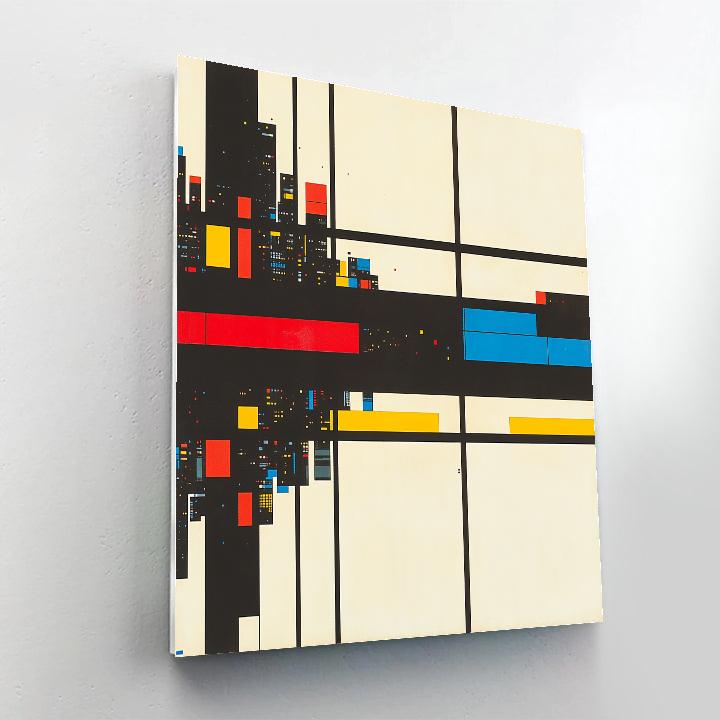 Piet Mondrian Inspired Futuristic City Grid paint by number
