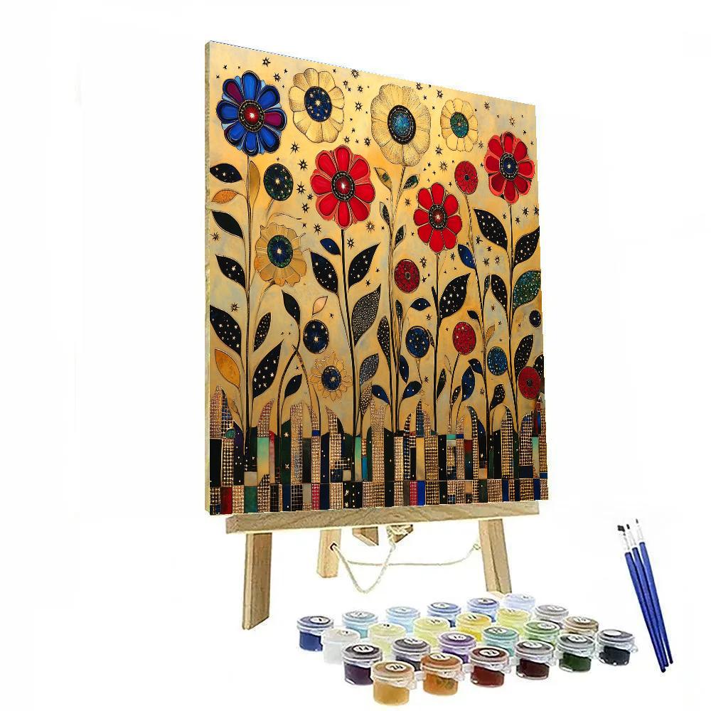 Gustav Klimt Inspired Constellation Meadow Of Symbols paint by numbers