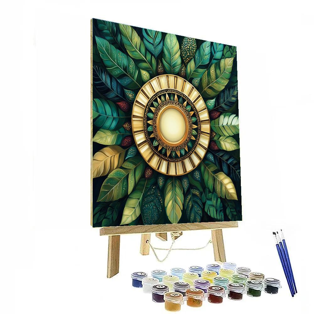 Gustav Klimt Inspired Saturn Ring Mandala Grove paint by color