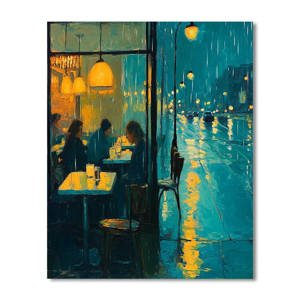 Edward Hopper Inspired Rainy Night Diner Painting by numbers kit
