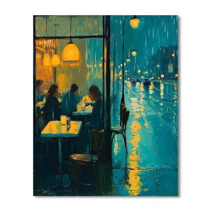 Edward Hopper Inspired Rainy Night Diner Painting by numbers kit