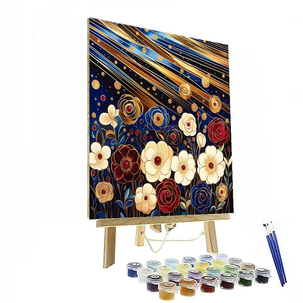 Gustav Klimt Inspired Meteor Shower Blossom Field paint by numbers