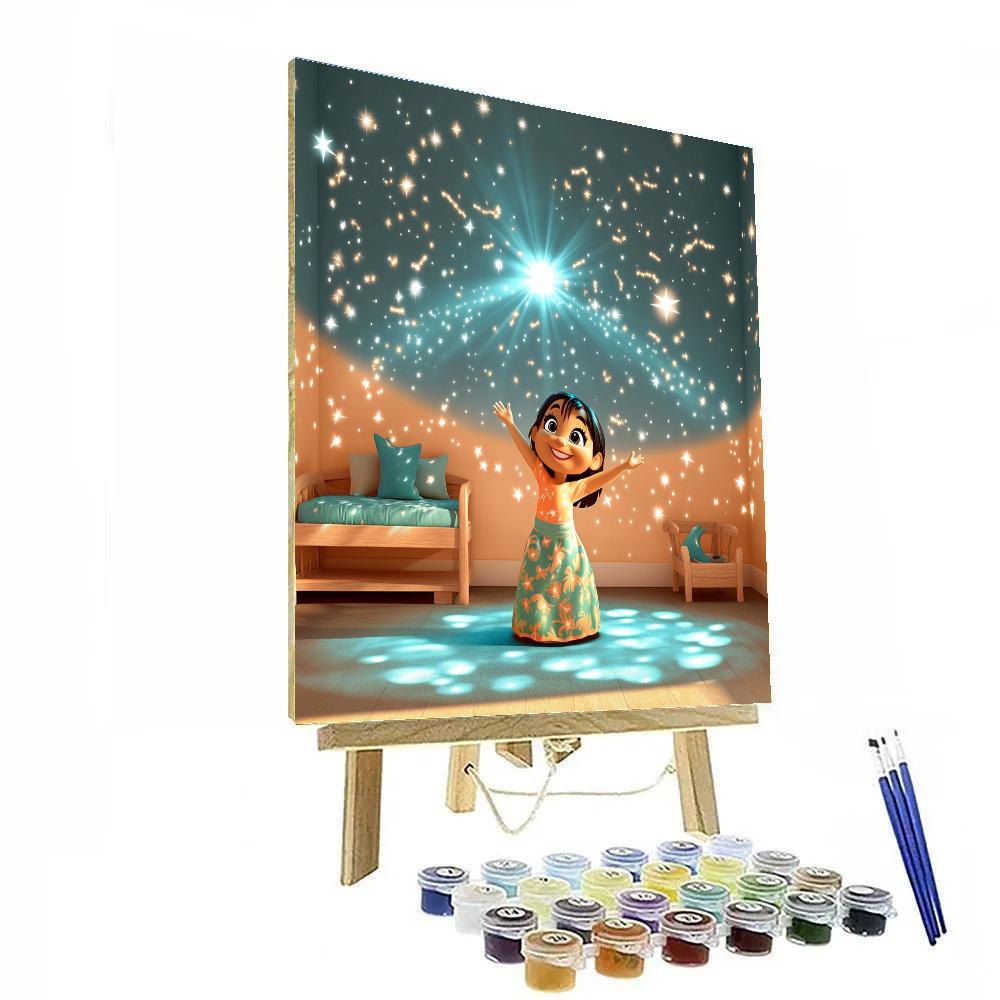 Lilo Hula Under Star Projector Number painting