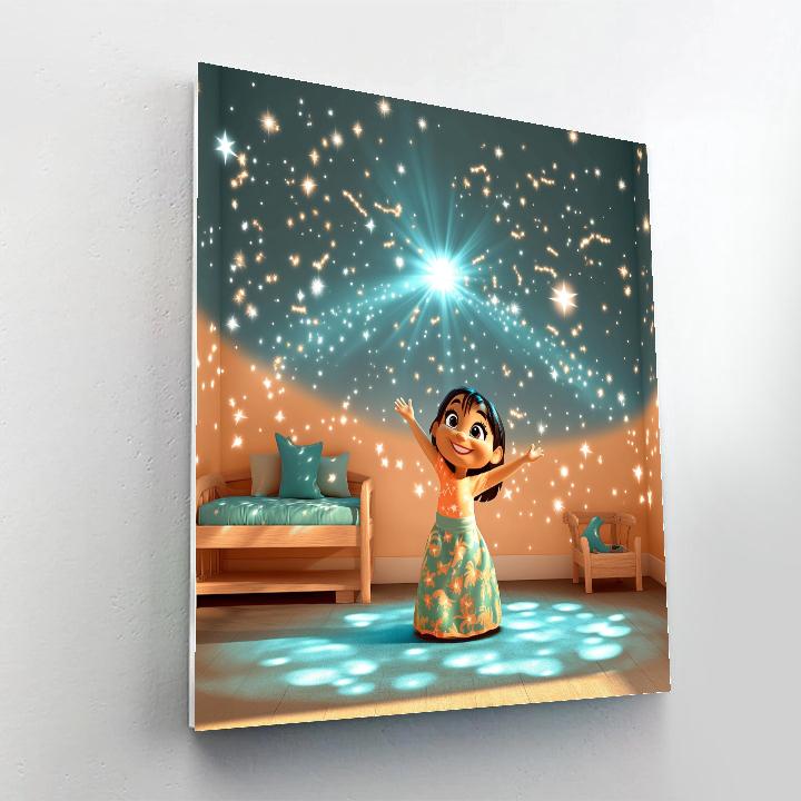 Lilo Hula Under Star Projector Number painting