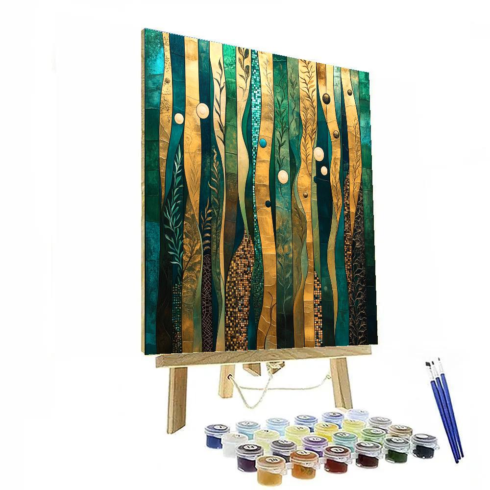 Gustav Klimt Inspired Galactic Kelp Forest Ornament Paint by numbers art