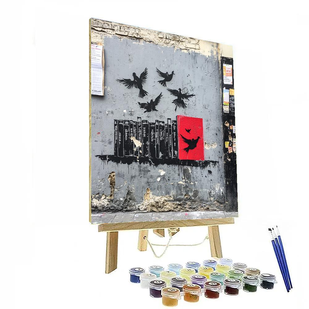 Banksy Inspired Street Library Mural Paint by numbers art
