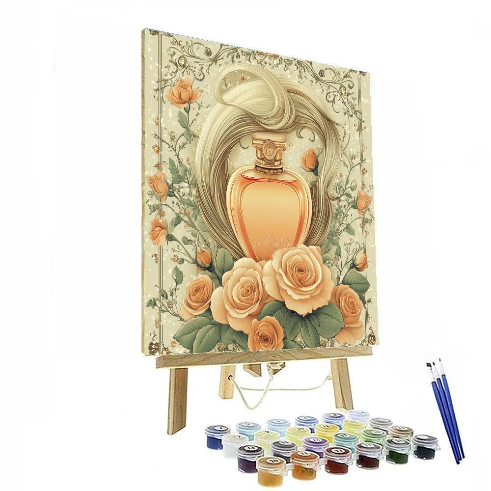 Alphonse Mucha Inspired Perfume And Roses Poster paint by color