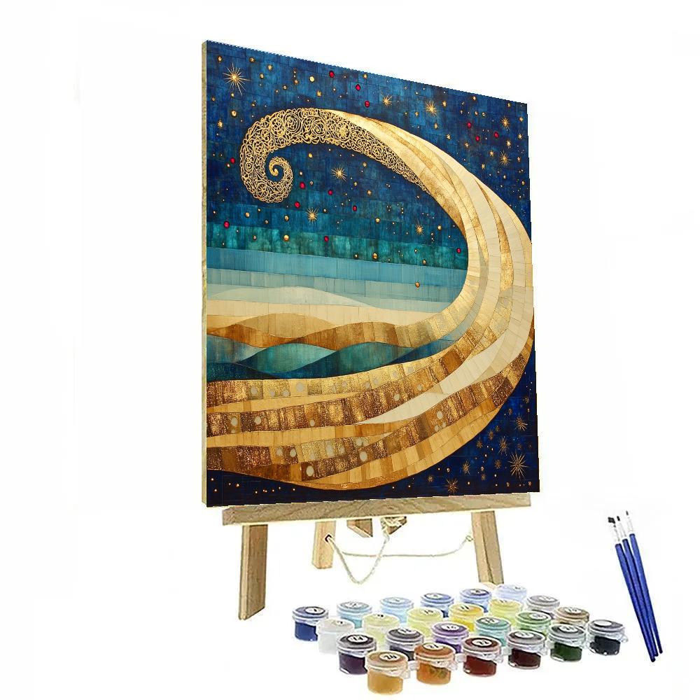 Gustav Klimt Inspired Comet Tail Lace Horizon painting number kit