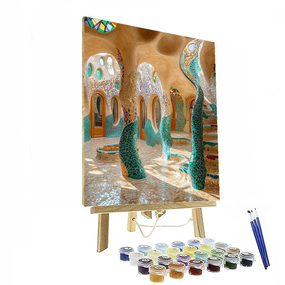 Antonio Gaudi Inspired Fantastical Temple Courtyard Painting by numbers kit