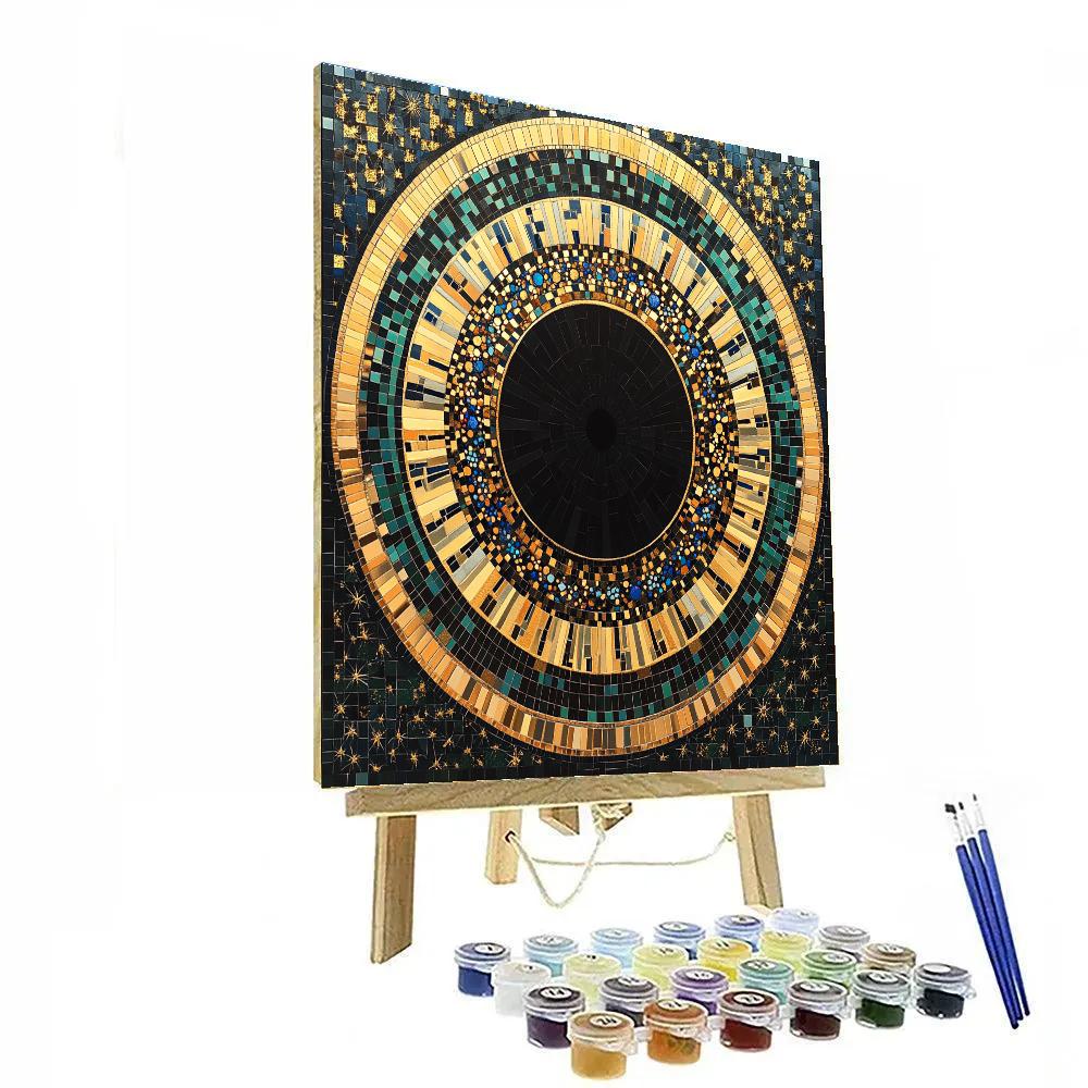 Gustav Klimt Inspired Black Hole Halo Ornamentscape Paint by numbers art
