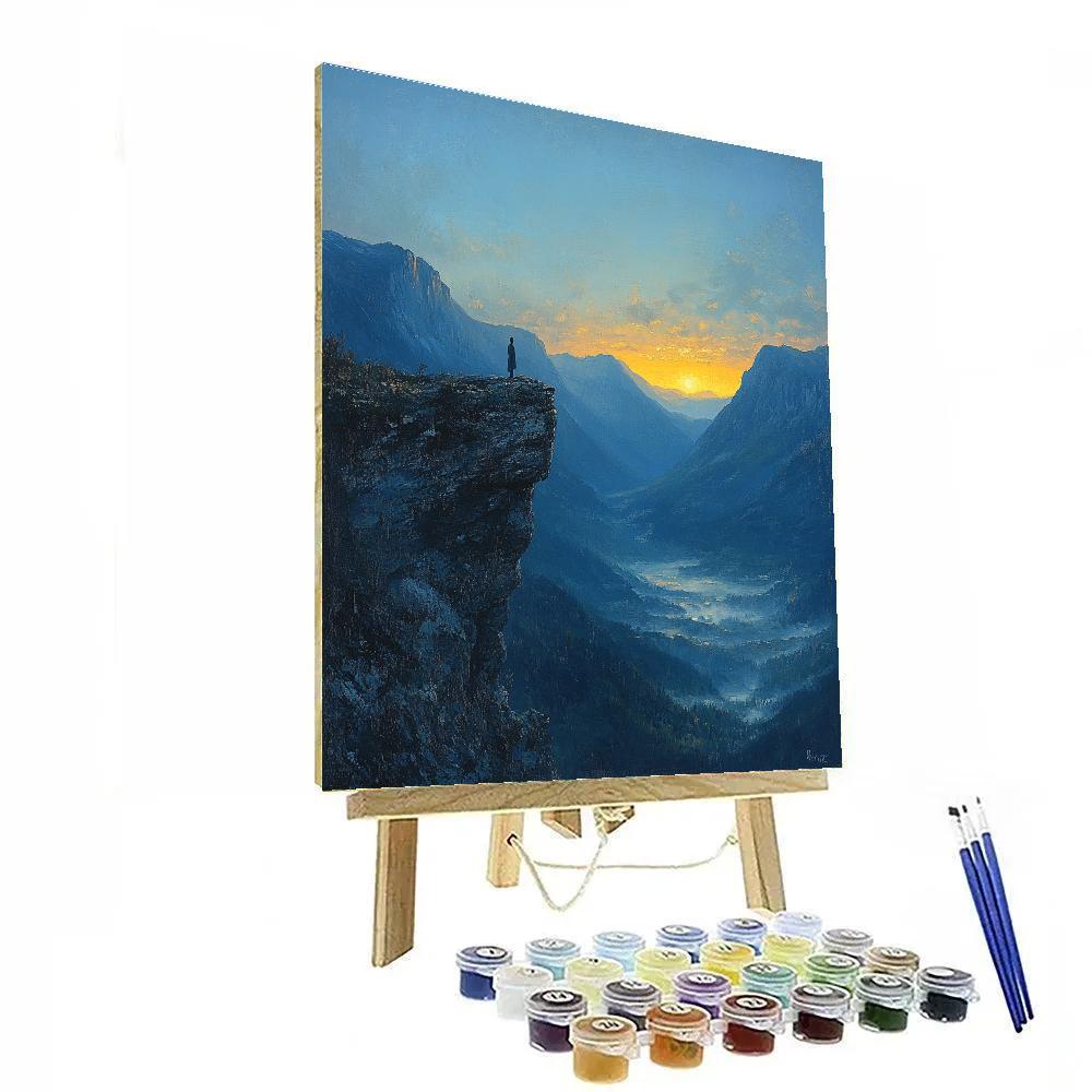 Caspar David Friedrich Inspired Solitary Mountain Dawn Number painting