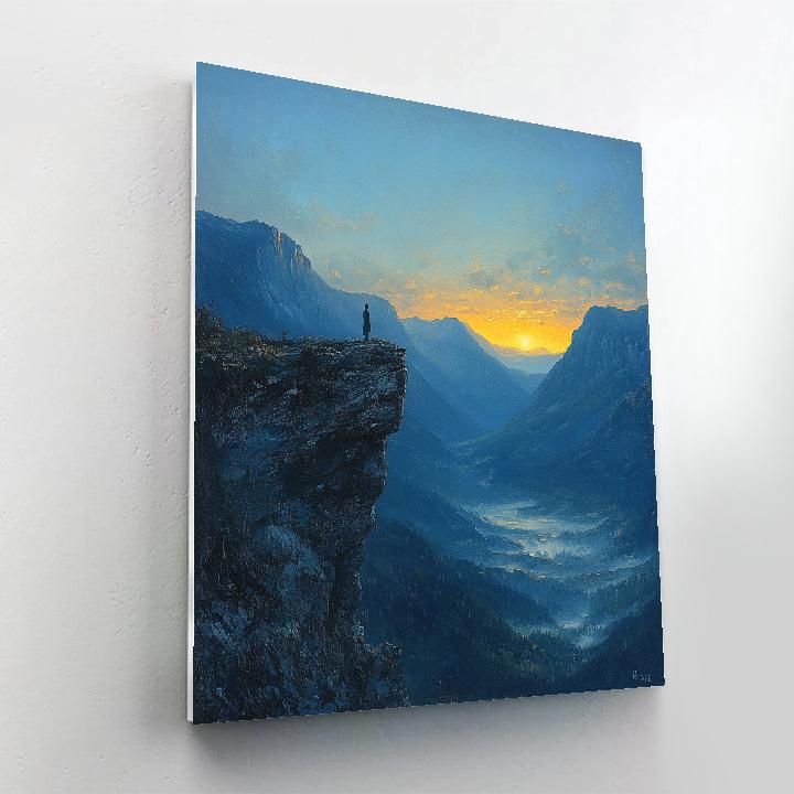 Caspar David Friedrich Inspired Solitary Mountain Dawn Number painting