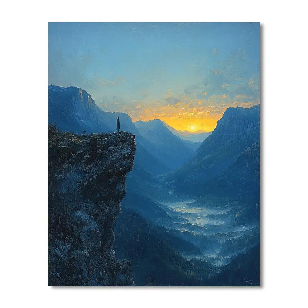 Caspar David Friedrich Inspired Solitary Mountain Dawn Number painting