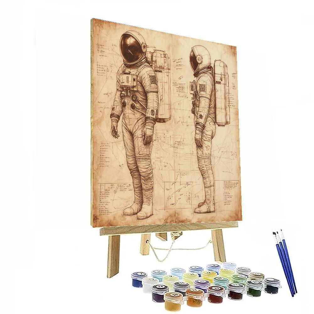 Leonardo Da Vinci Inspired Astronaut Anatomy Study DIY paint by numbers