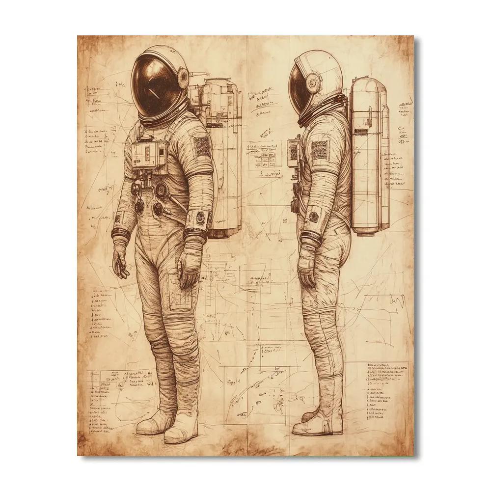 Leonardo Da Vinci Inspired Astronaut Anatomy Study DIY paint by numbers