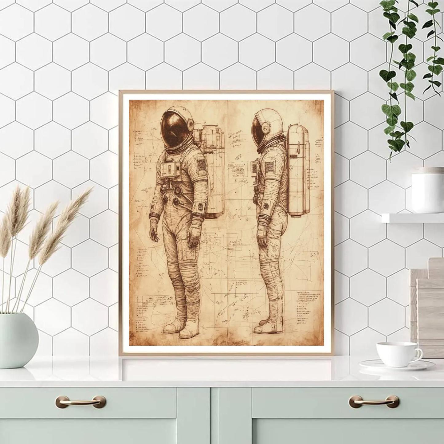 Leonardo Da Vinci Inspired Astronaut Anatomy Study DIY paint by numbers