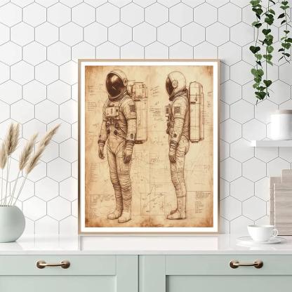 Leonardo Da Vinci Inspired Astronaut Anatomy Study DIY paint by numbers