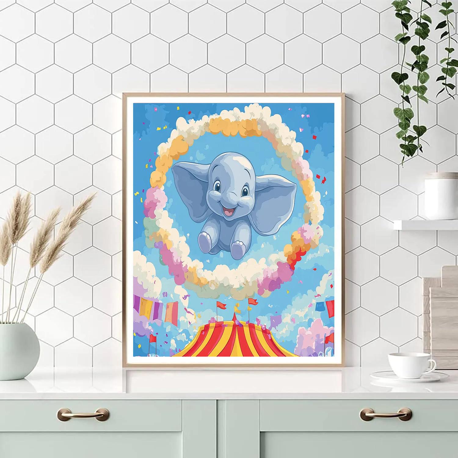 Dumbo Cloud Ring Circus Flight Numbered painting kits