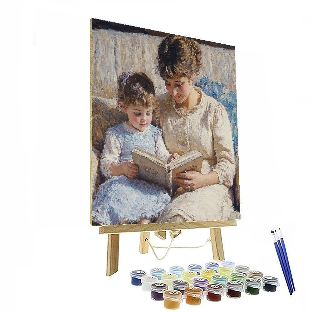Mary Cassatt Inspired Quiet Mother And Child Reading Paint by numbers art
