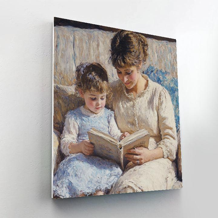Mary Cassatt Inspired Quiet Mother And Child Reading Paint by numbers art