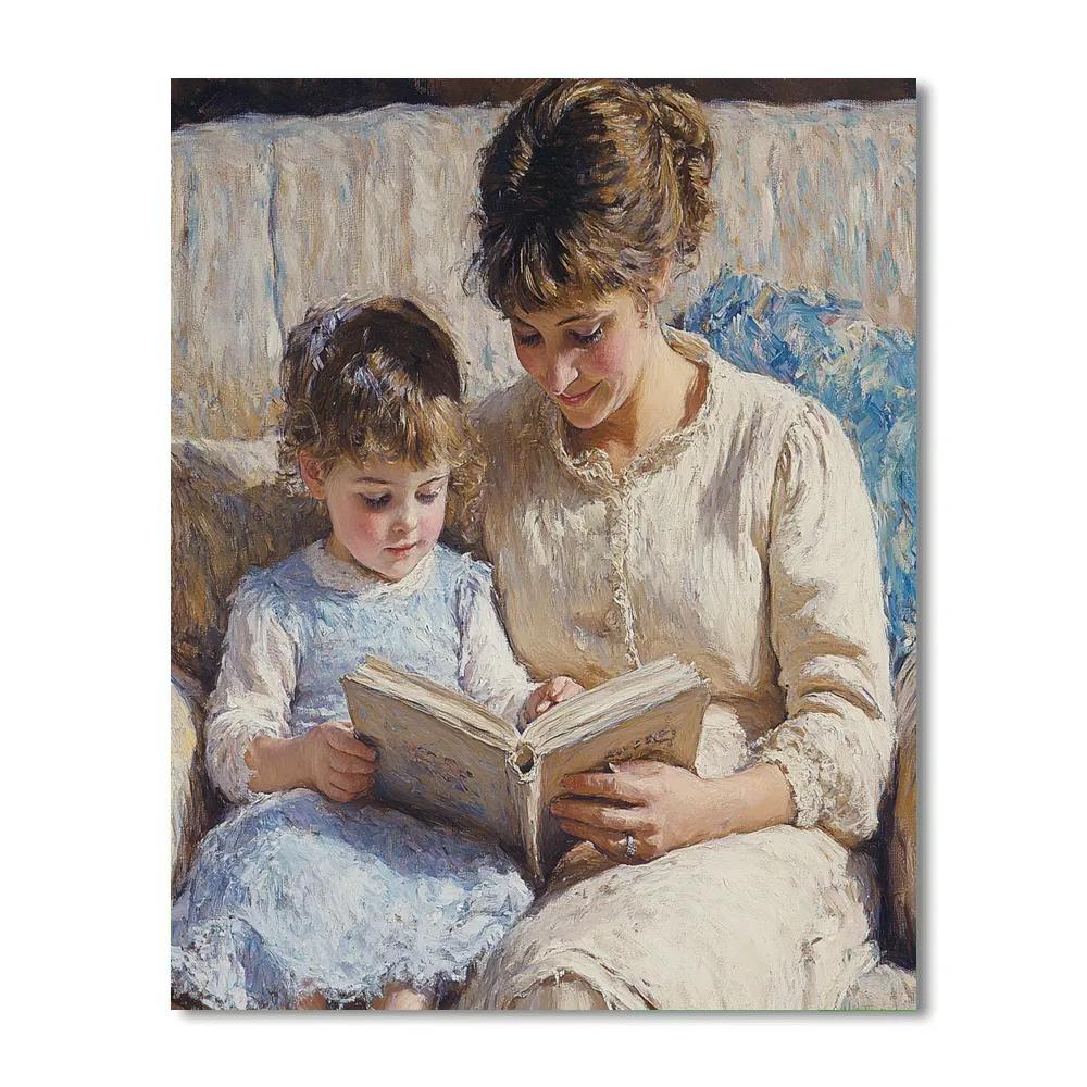 Mary Cassatt Inspired Quiet Mother And Child Reading Paint by numbers art