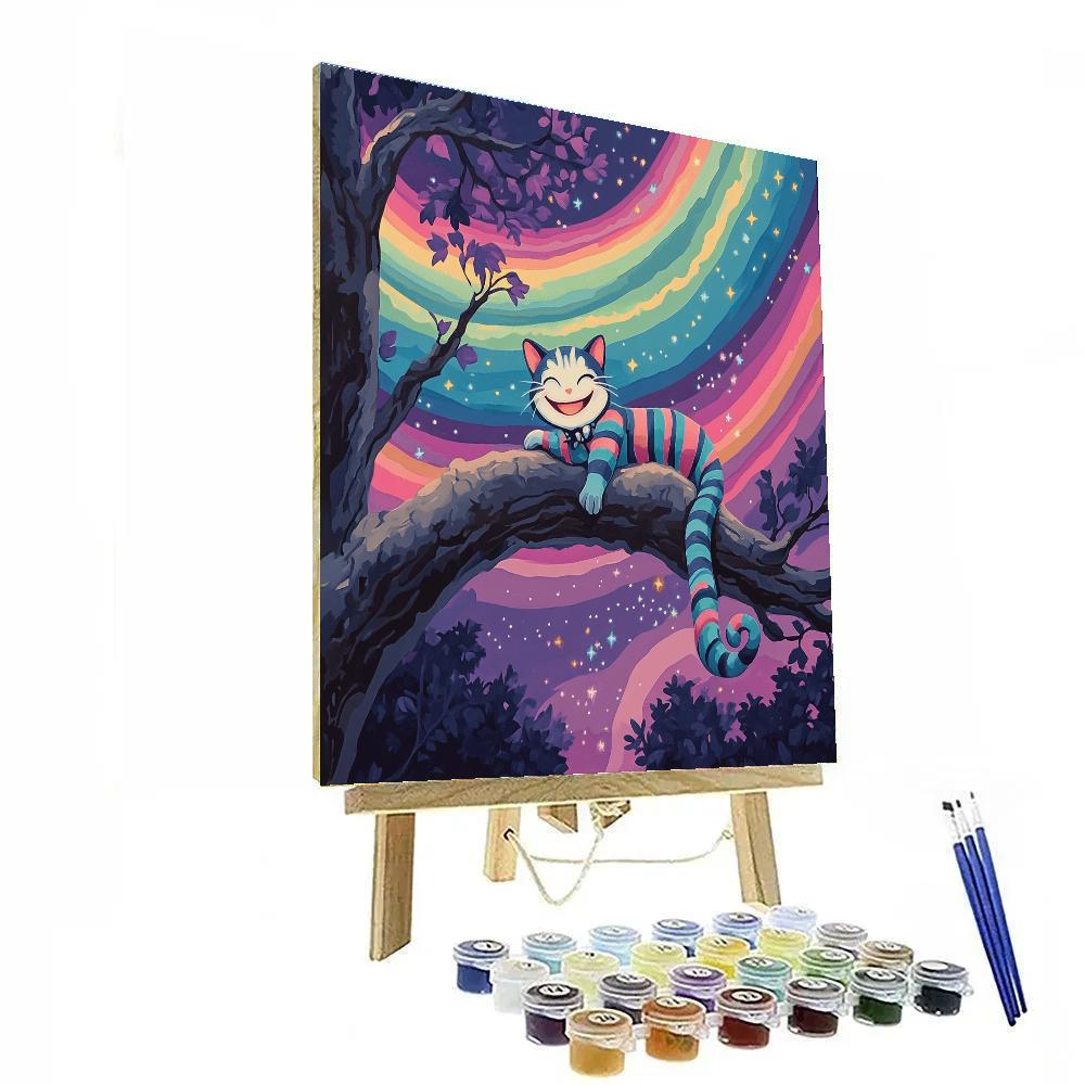 Cheshire Cat Neon Aurora Grin Painting by numbers kit