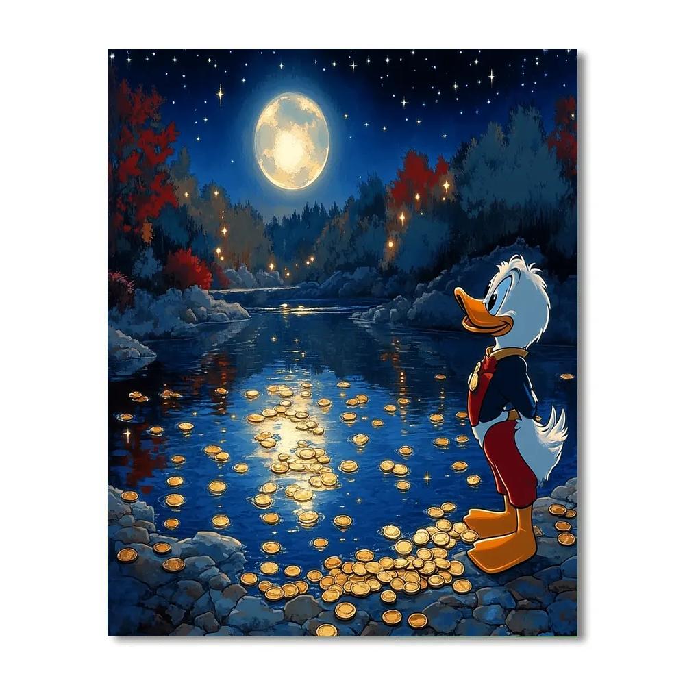Scrooge McDuck Moonlight Coin Dive Pool painting number kit