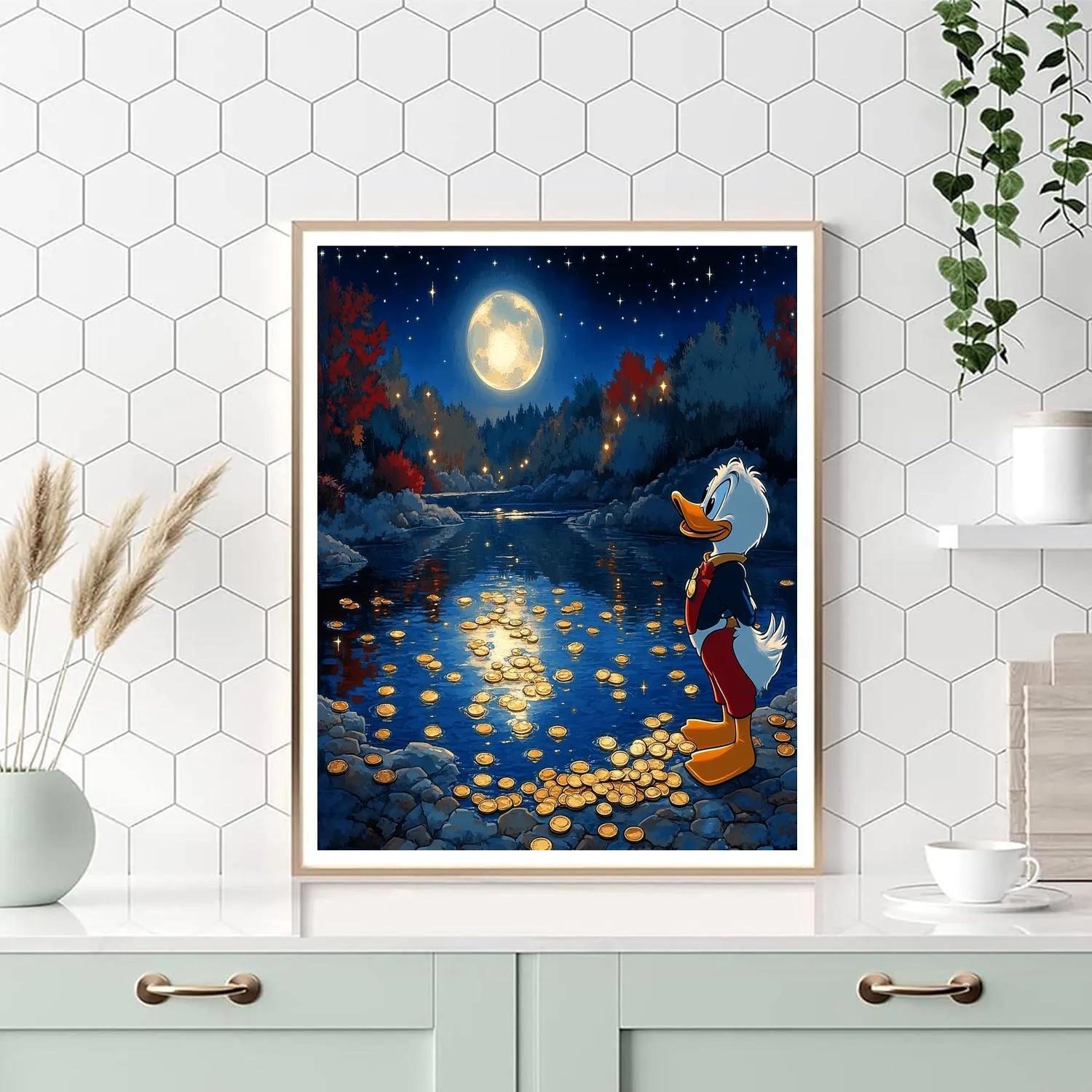 Scrooge McDuck Moonlight Coin Dive Pool painting number kit