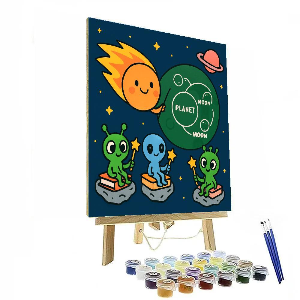 Comet Classroom On Planet Chalkboard paint by numbers