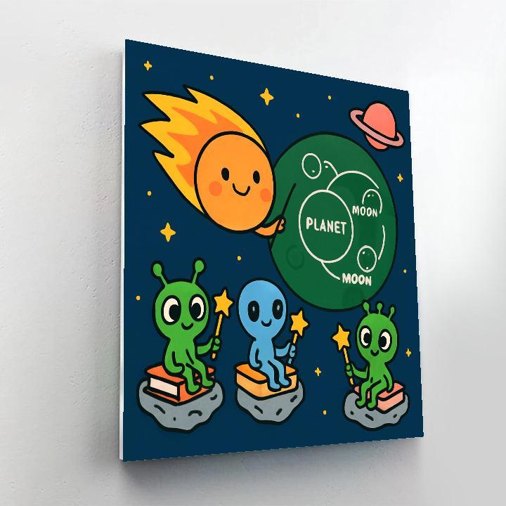 Comet Classroom On Planet Chalkboard paint by numbers