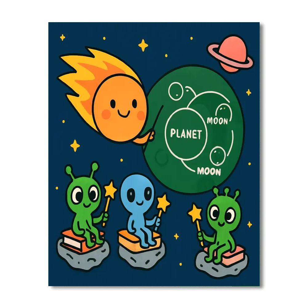 Comet Classroom On Planet Chalkboard paint by numbers