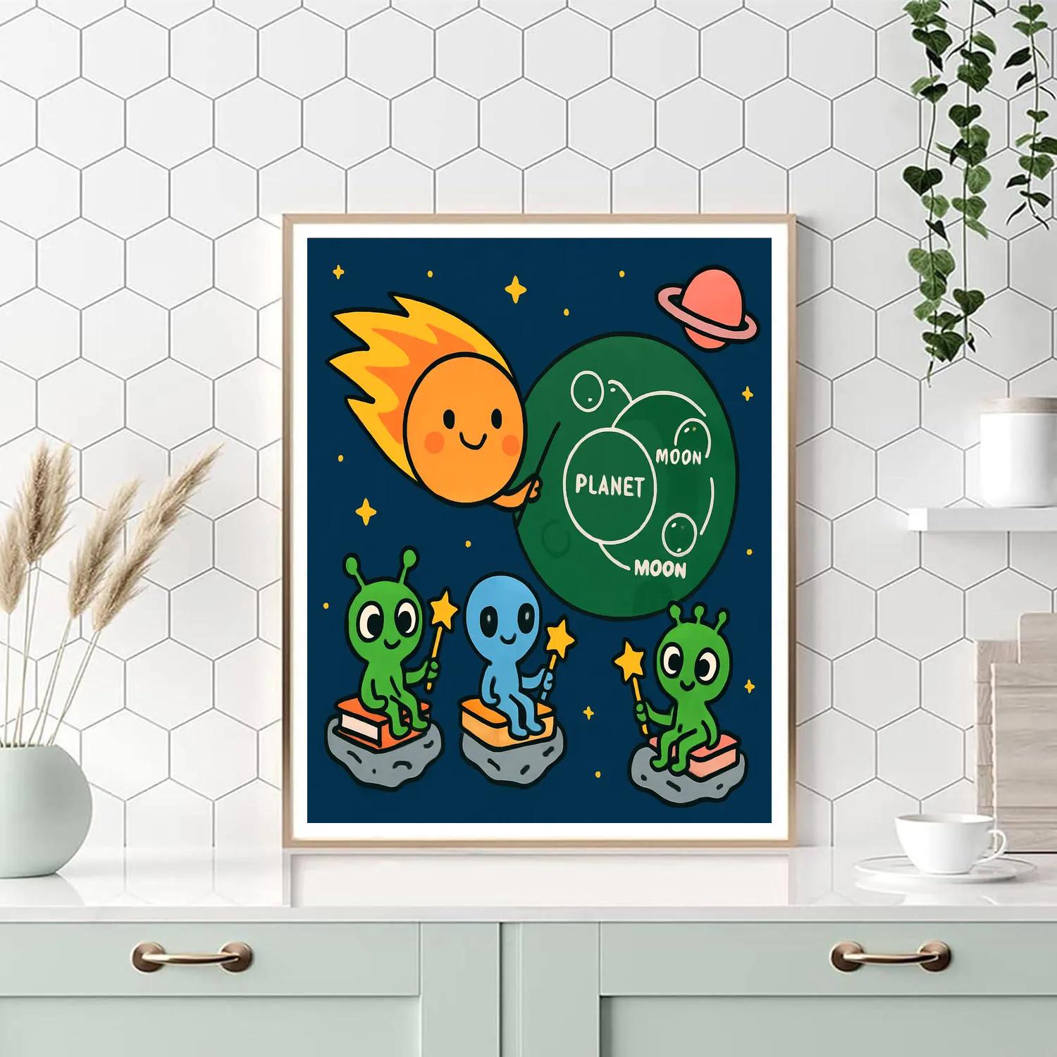 Comet Classroom On Planet Chalkboard paint by numbers