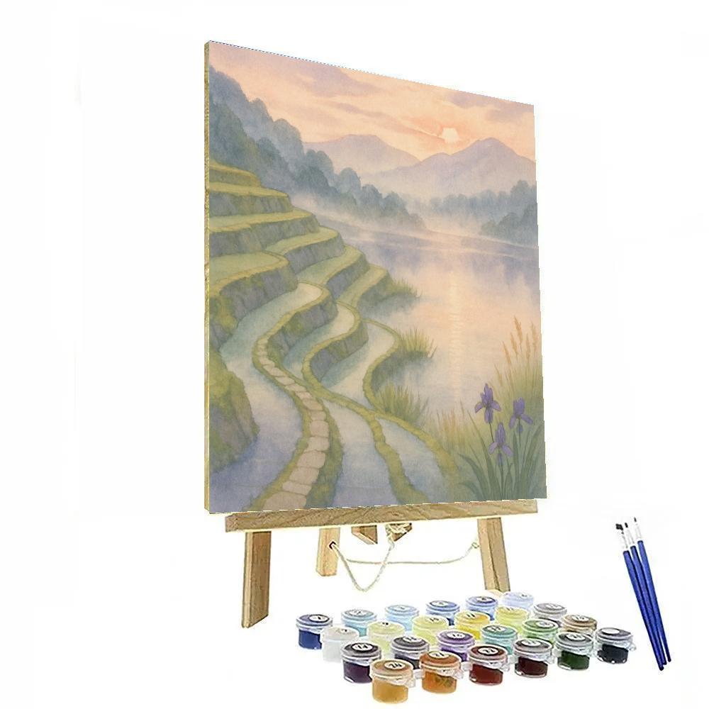 Misty Lavender Terraces At Dawn paint by color