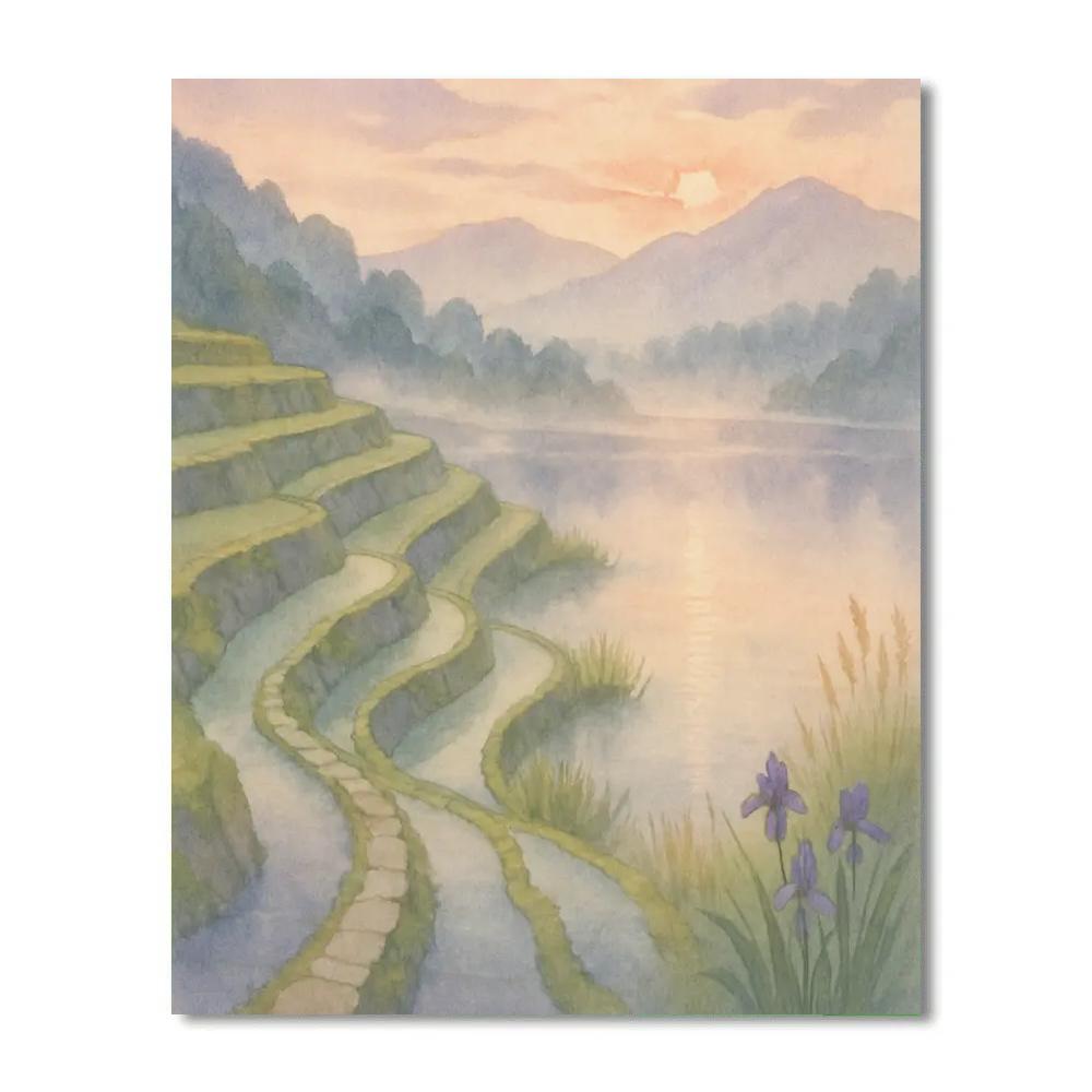 Misty Lavender Terraces At Dawn paint by color