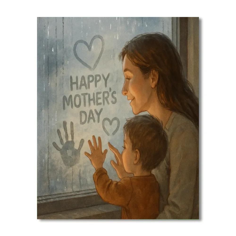 Rainy Day Window Drawing With Mom paint by number