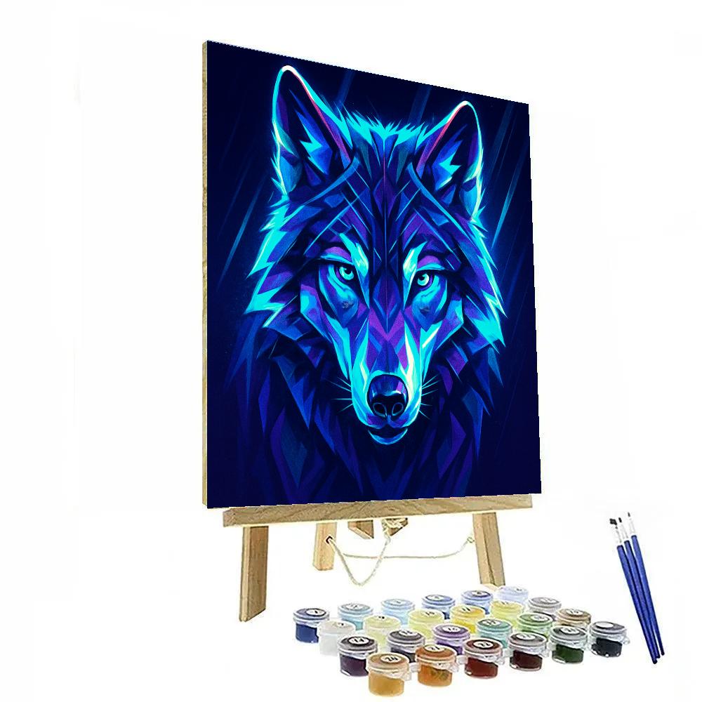 Neon Glacier Wolf Stare Paint by numbers kits