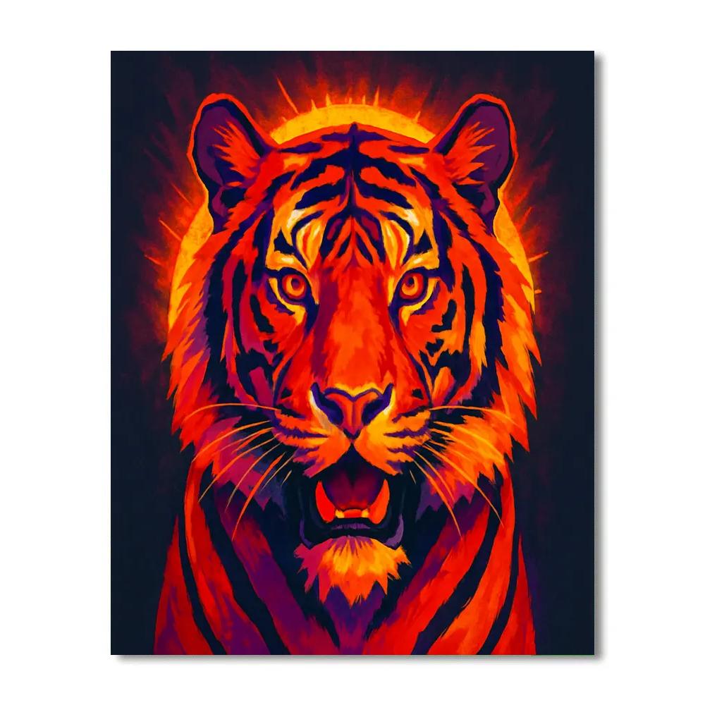 Solar Flare Tiger Focus paint by number