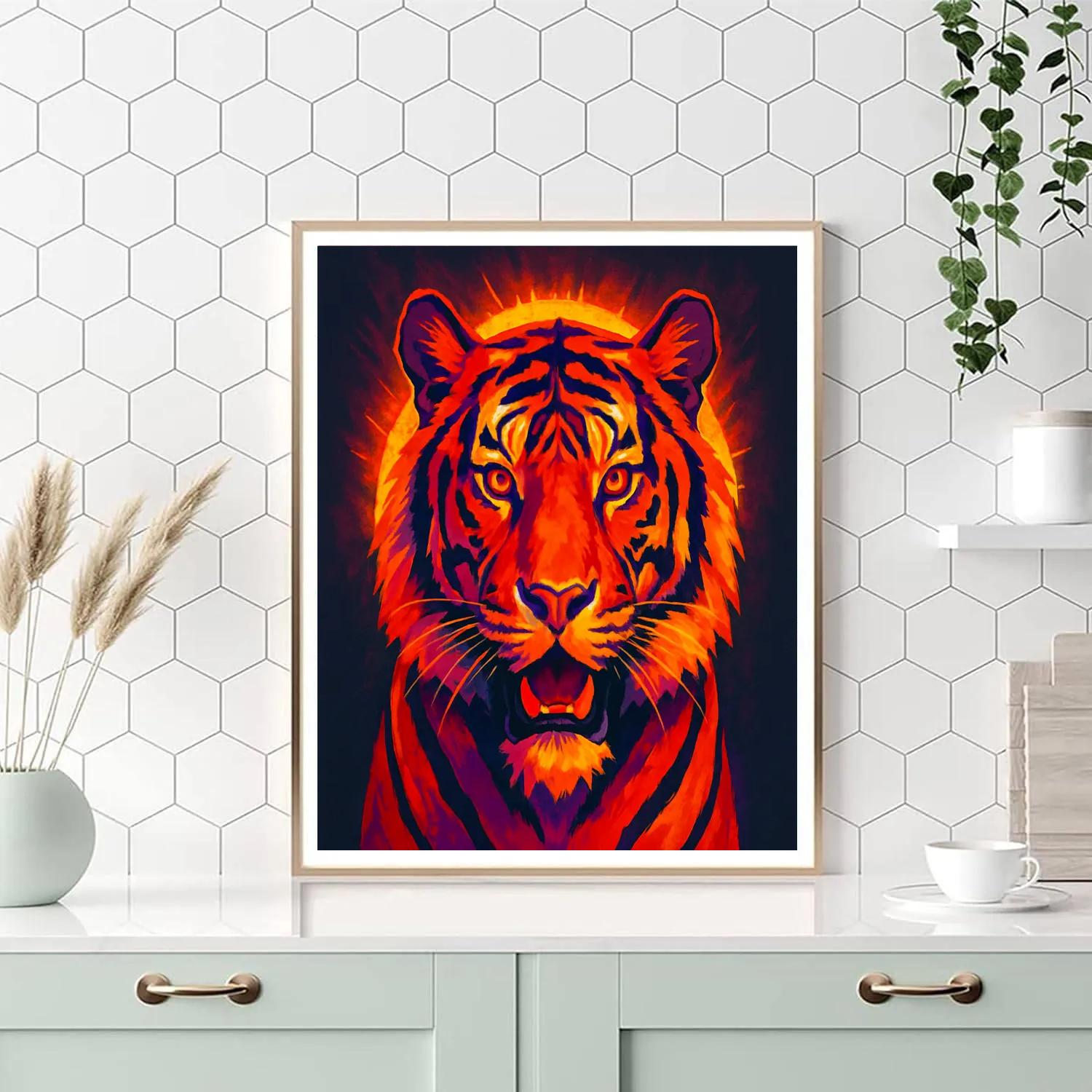 Solar Flare Tiger Focus paint by number