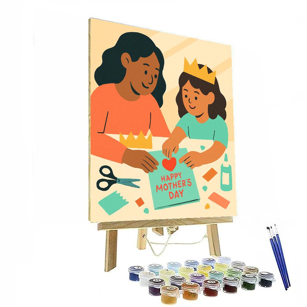 Paper Crown Mother Day Craft Table Paint by numbers art