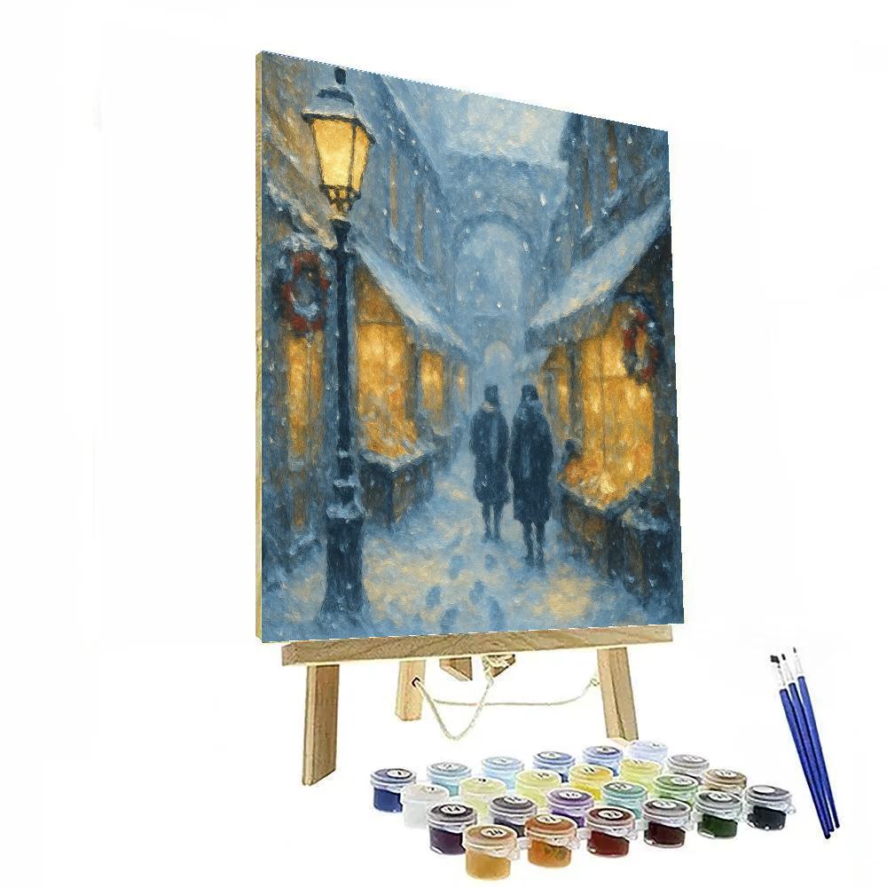 Snowy Market Lane Candle Windows paint by number