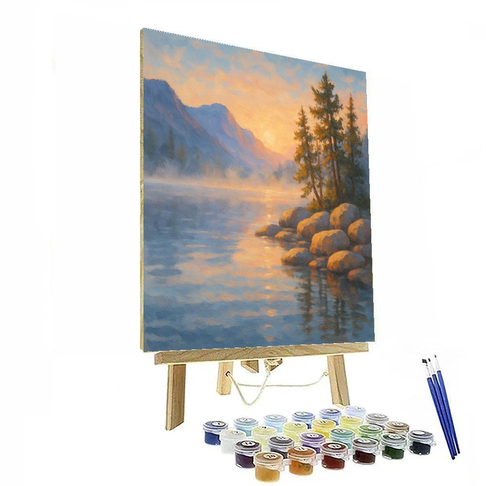 Sunrise Steam Over Granite Lake Paint by numbers art