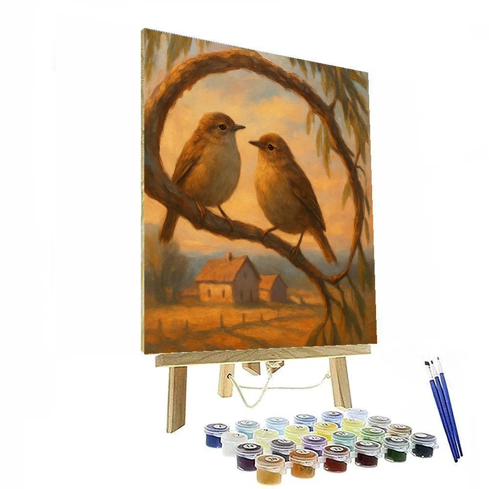 Willow Window Evening Wrens paint by numbers