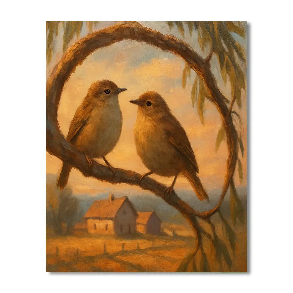 Willow Window Evening Wrens paint by numbers