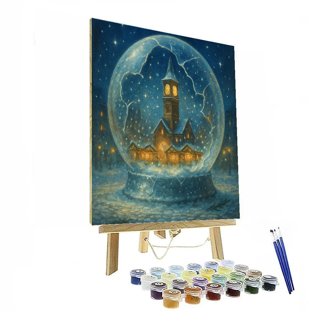 Clocktower Snowglobe Evening DIY paint by numbers