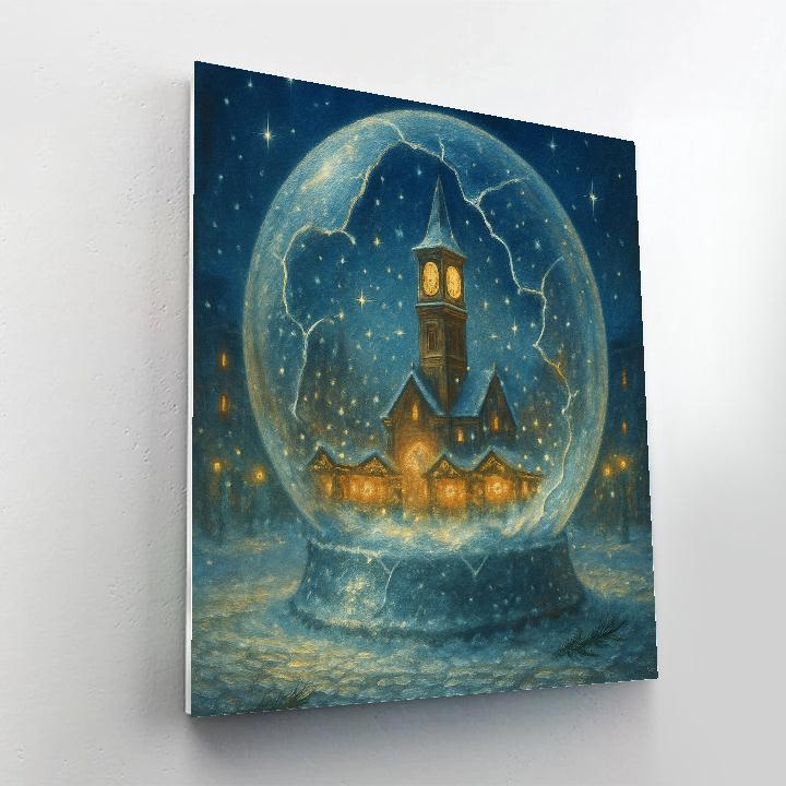 Clocktower Snowglobe Evening DIY paint by numbers